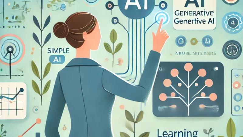 A professional looking at a digital interface with AI elements